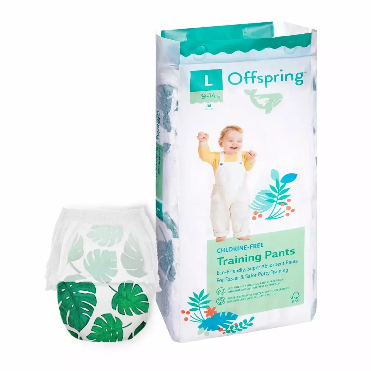 Offspring трусики-подгузники, L 9-14 кг. 36 шт. расцветка Тропики