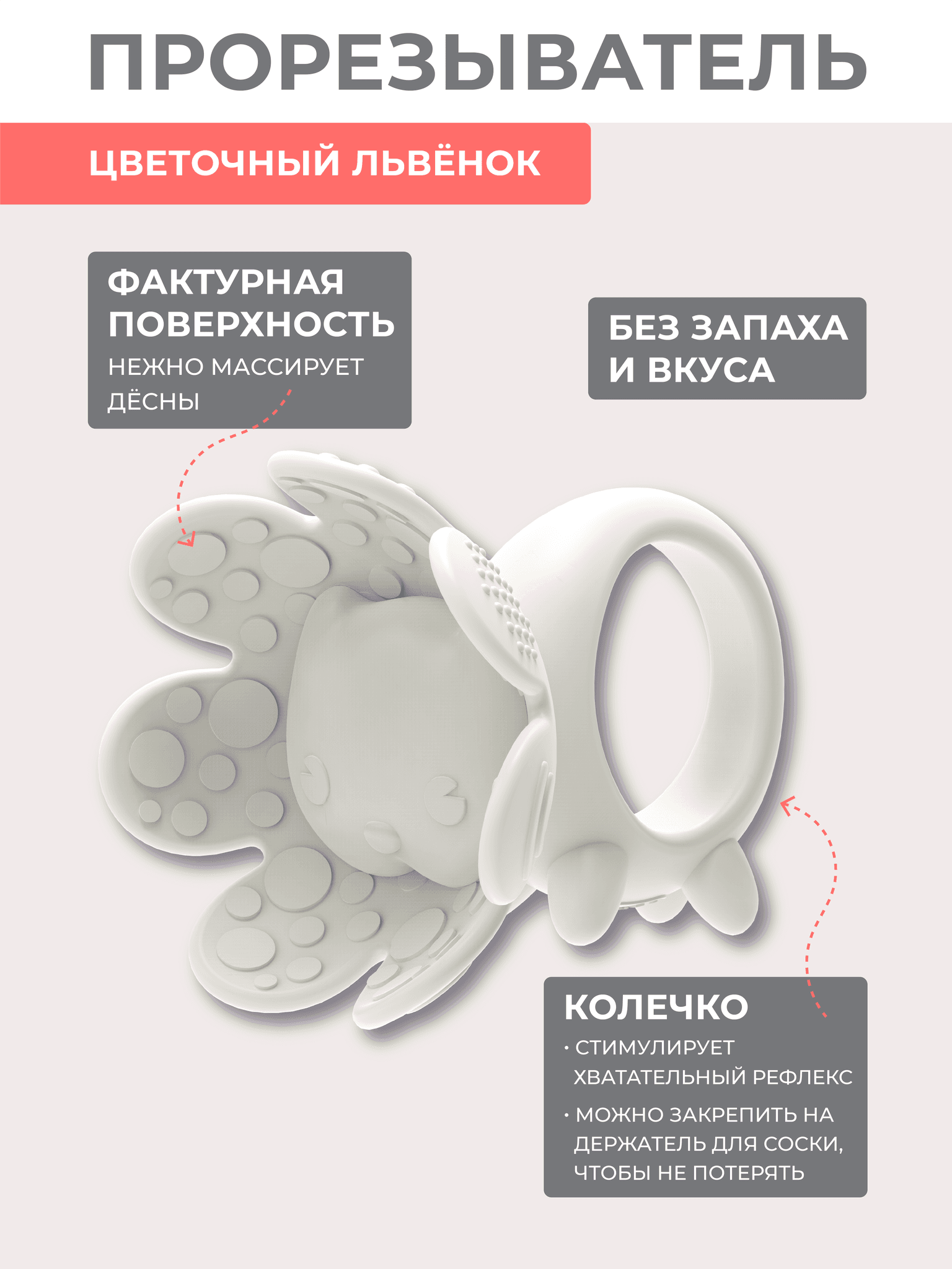 Игрушка-прорезыватель FLORAL LION, Plombir