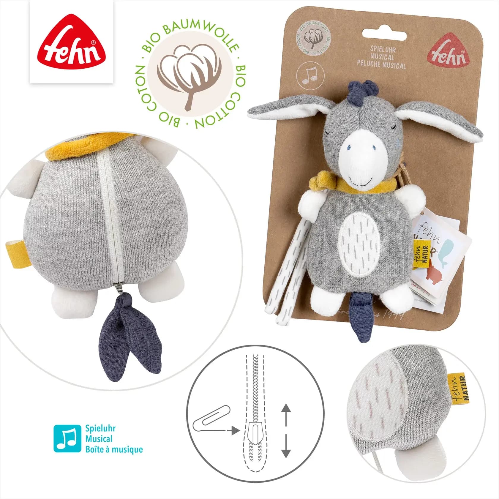 Музыкальная игрушка-подвеска Ослик