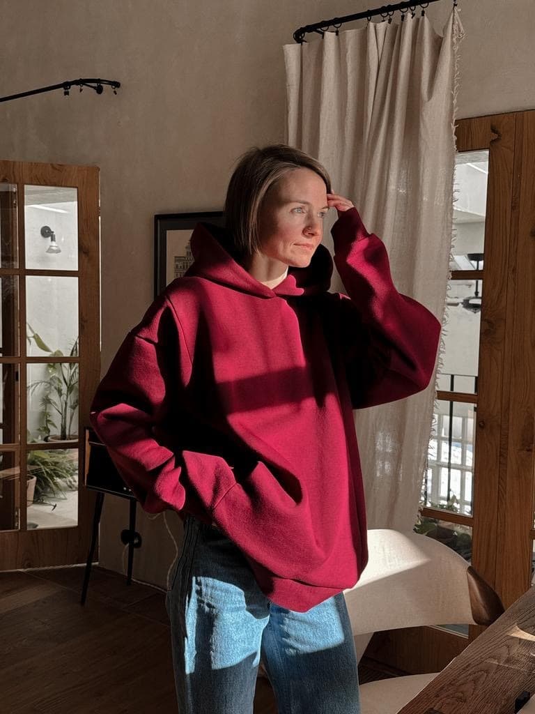 Свитшот oversize с капюшоном, Бордо