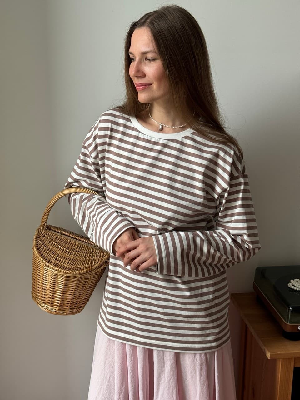 Лонгслив в полоску, Кофе