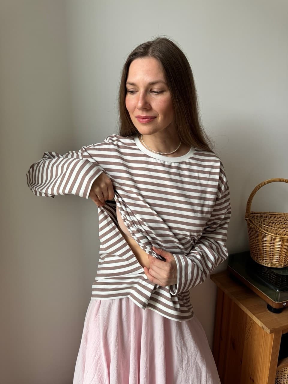 Лонгслив в полоску, Кофе