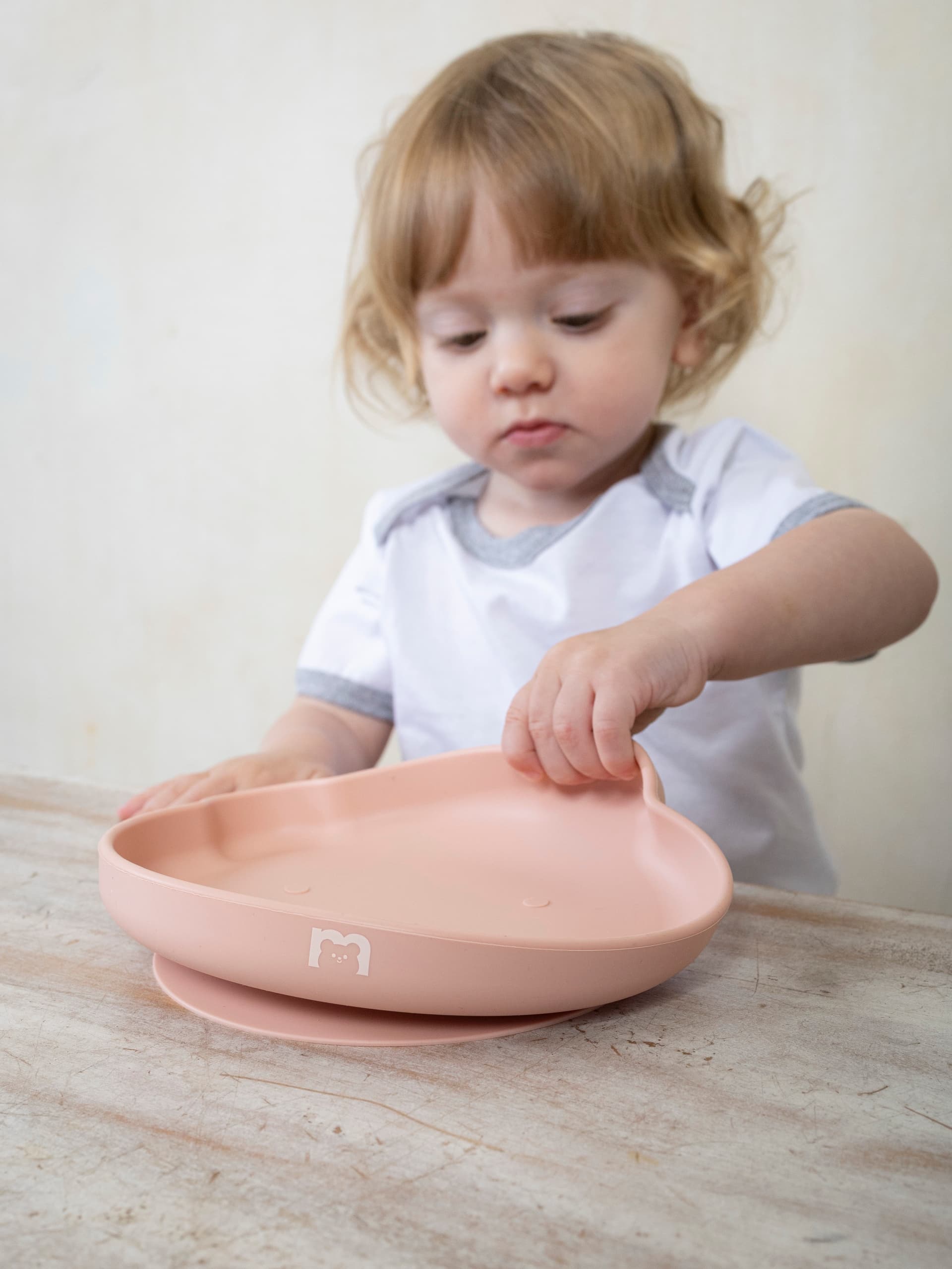 Силиконовая тарелка на присоске 400 мл Мишка, Cotton candy