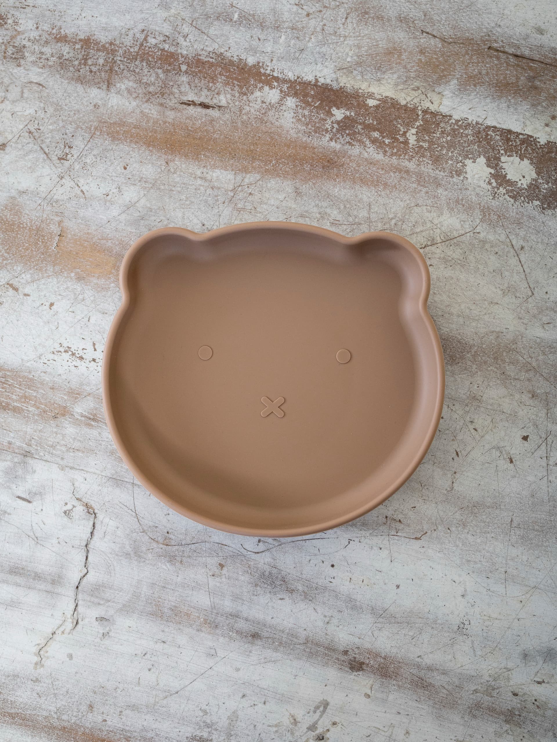 Силиконовая тарелка на присоске 400 мл Мишка, Hazelnut