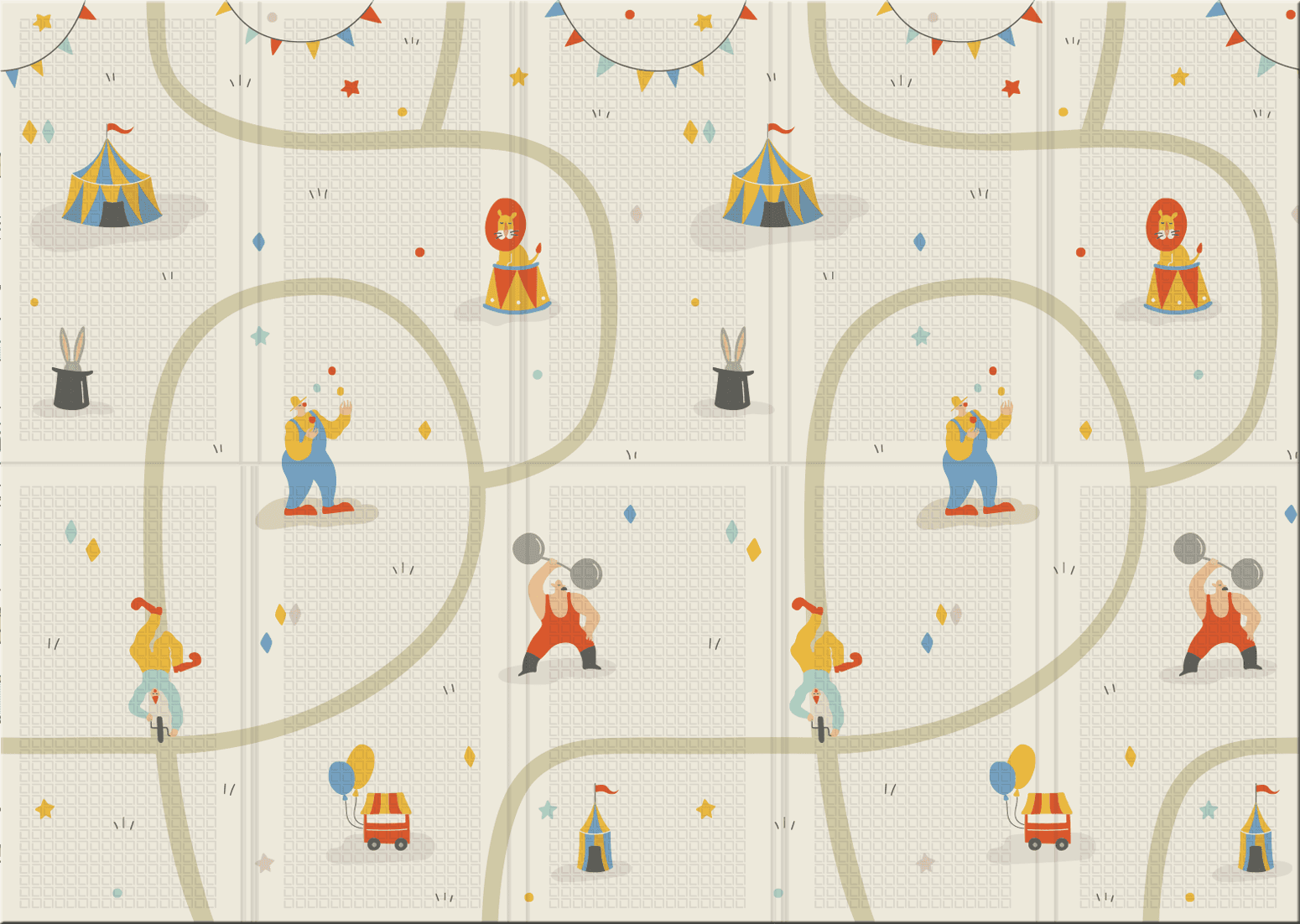 Коврик детский складной 140x200x1 см, Цирк