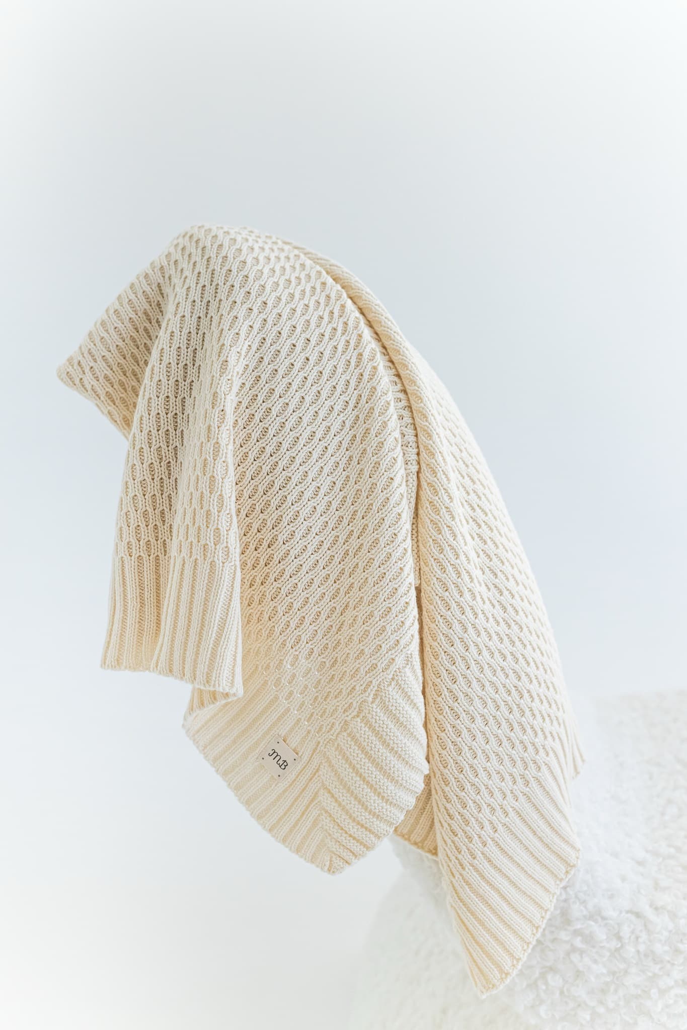 Плед мун из 100% хлопка, Молочный