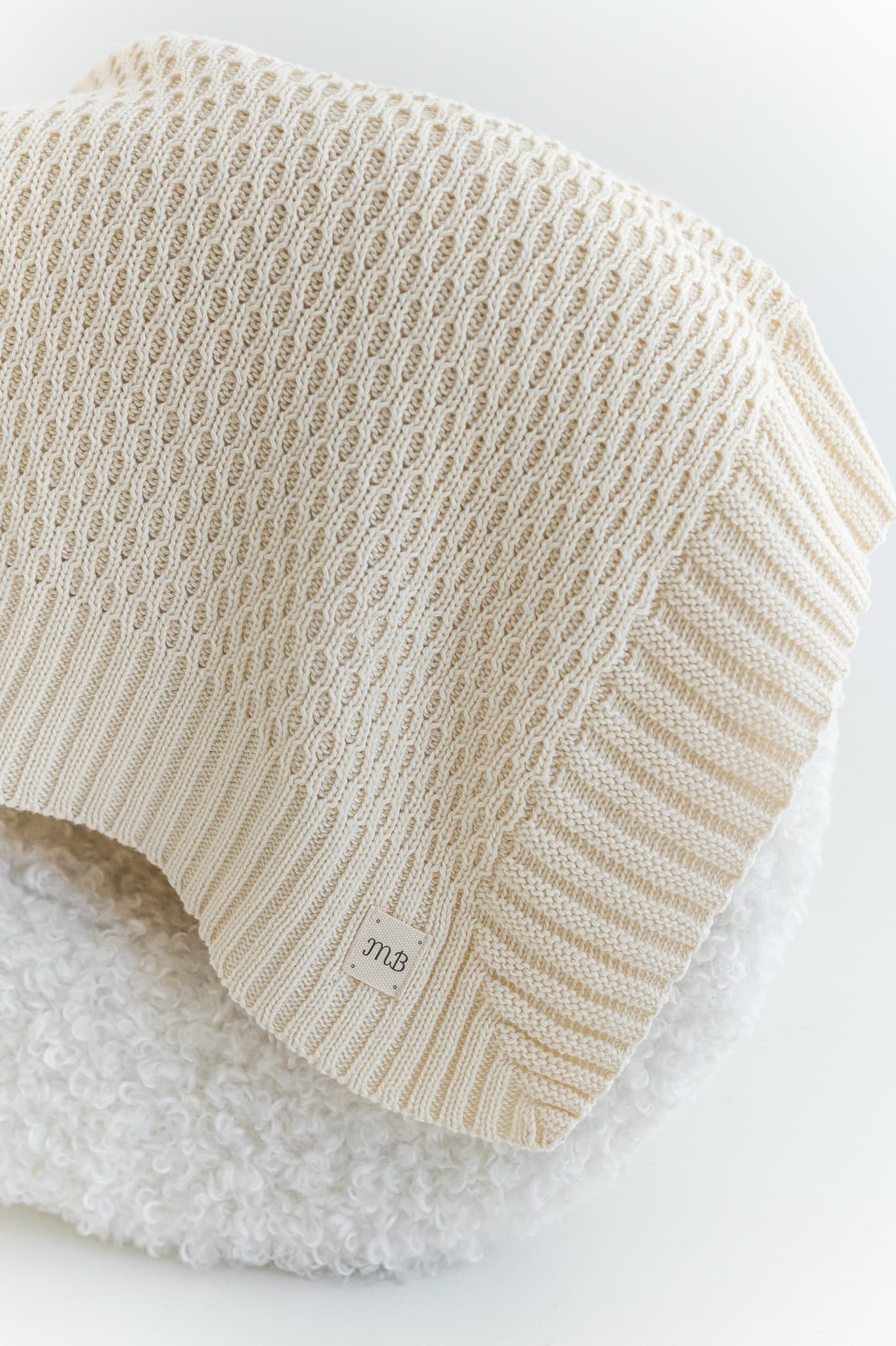 Плед мун из 100% хлопка, Молочный