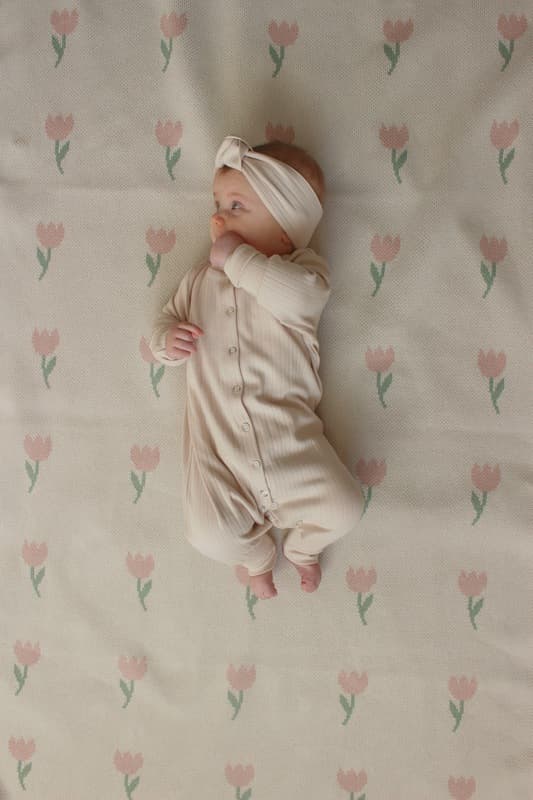 Плед вязаный Flowers Tulip Топленое молоко, 100% хлопок