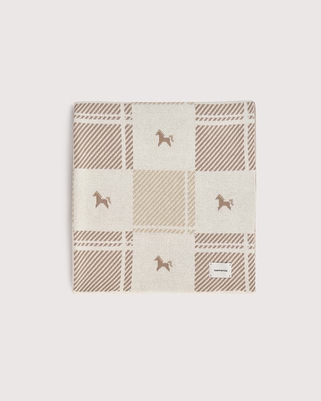 Плед детский с лошадками Кремовый, 100% хлопок