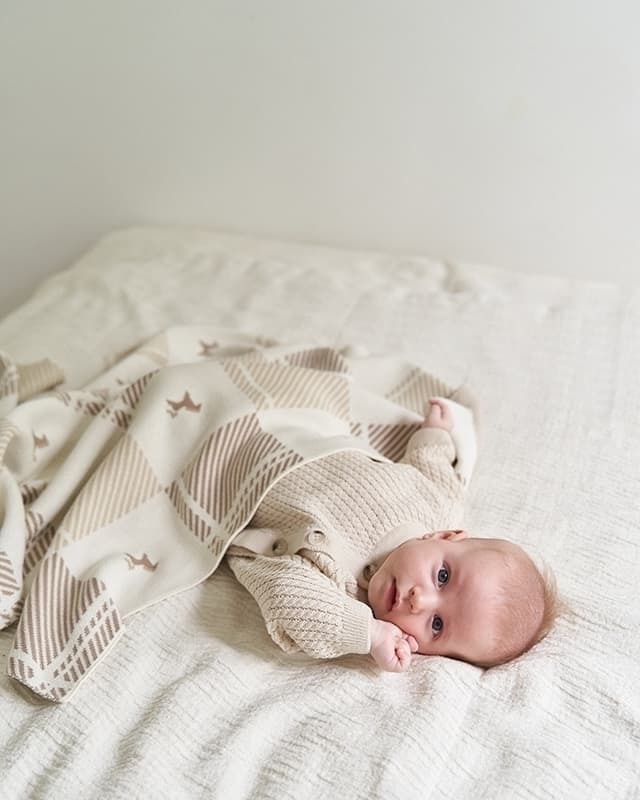 Плед детский с лошадками Кремовый, 100% хлопок