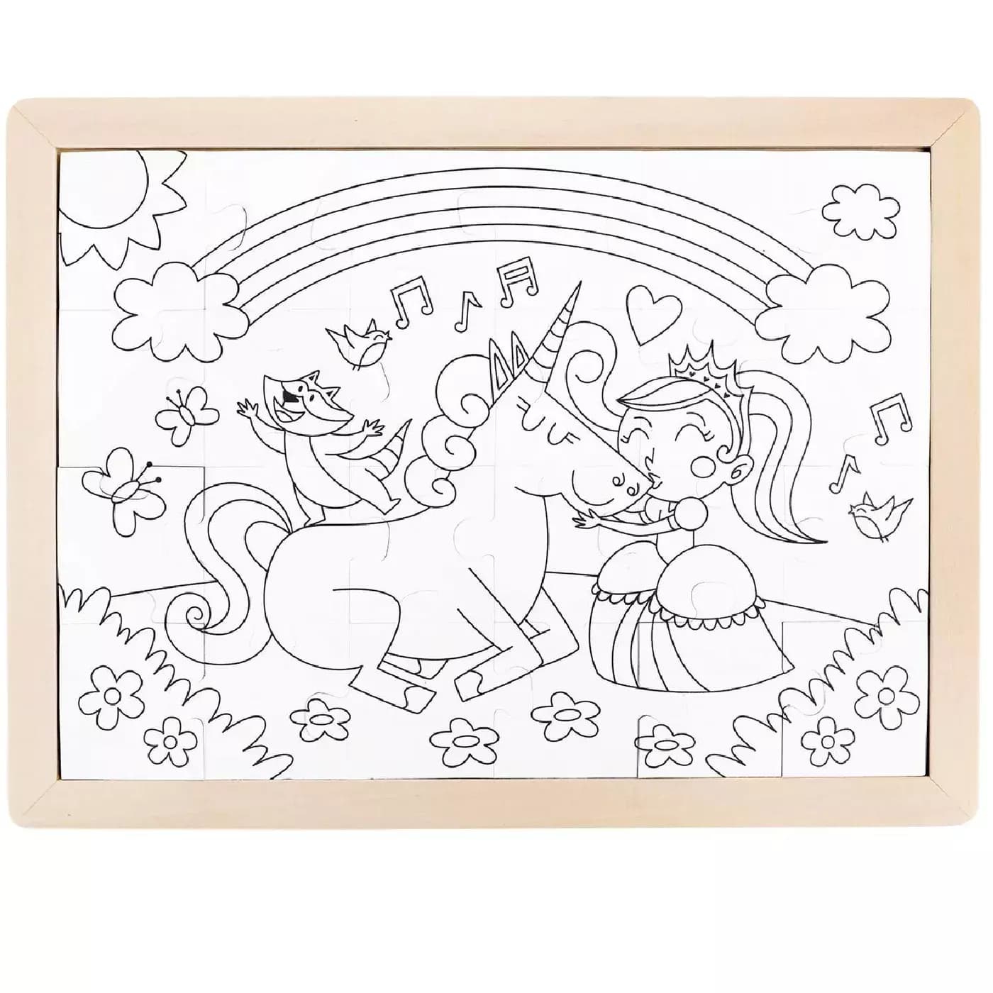 Пазл для детей "Единорог и принцесса - вместе навсегда", 2в1, серия "Умняша"