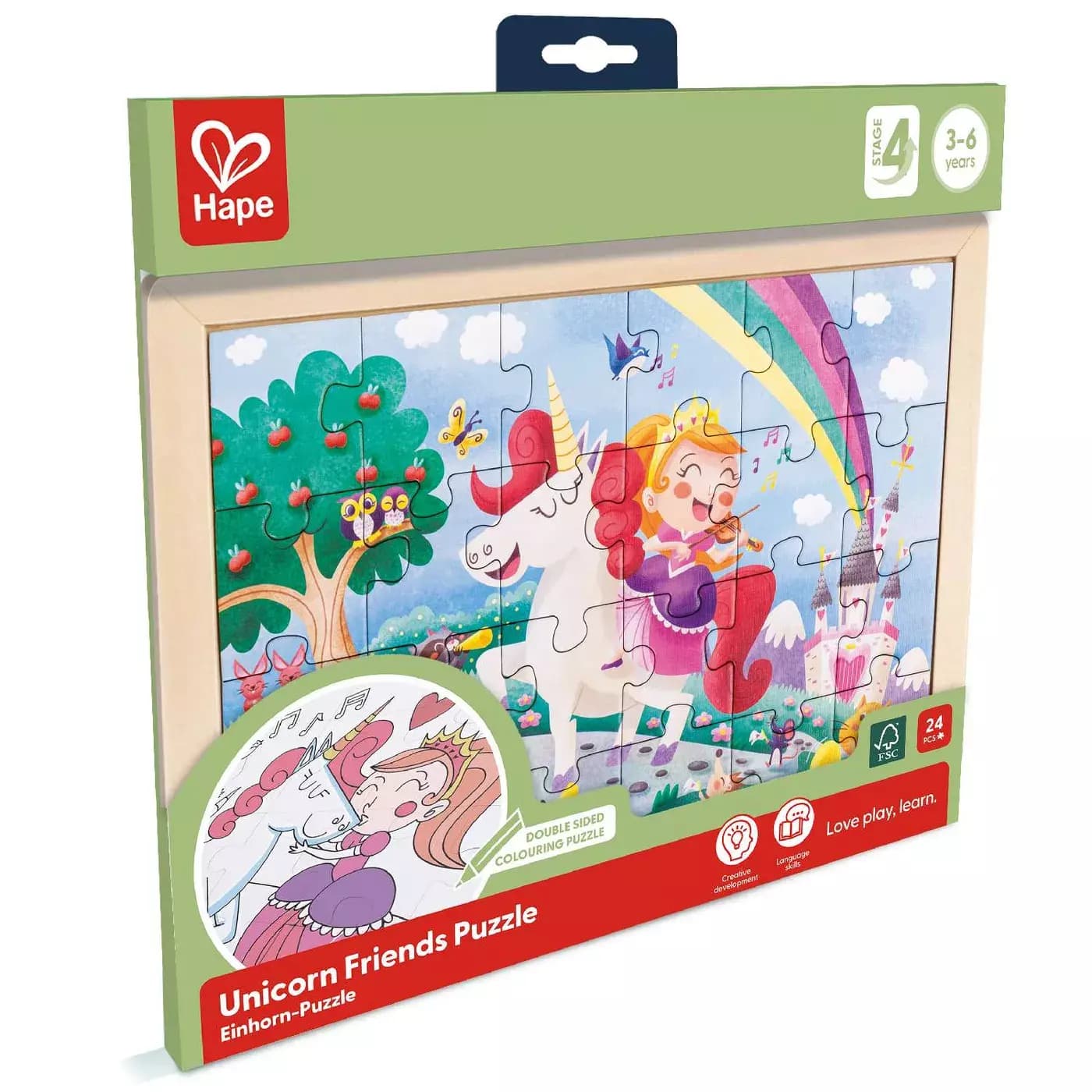 Пазл для детей "Единорог и принцесса - вместе навсегда", 2в1, серия "Умняша"