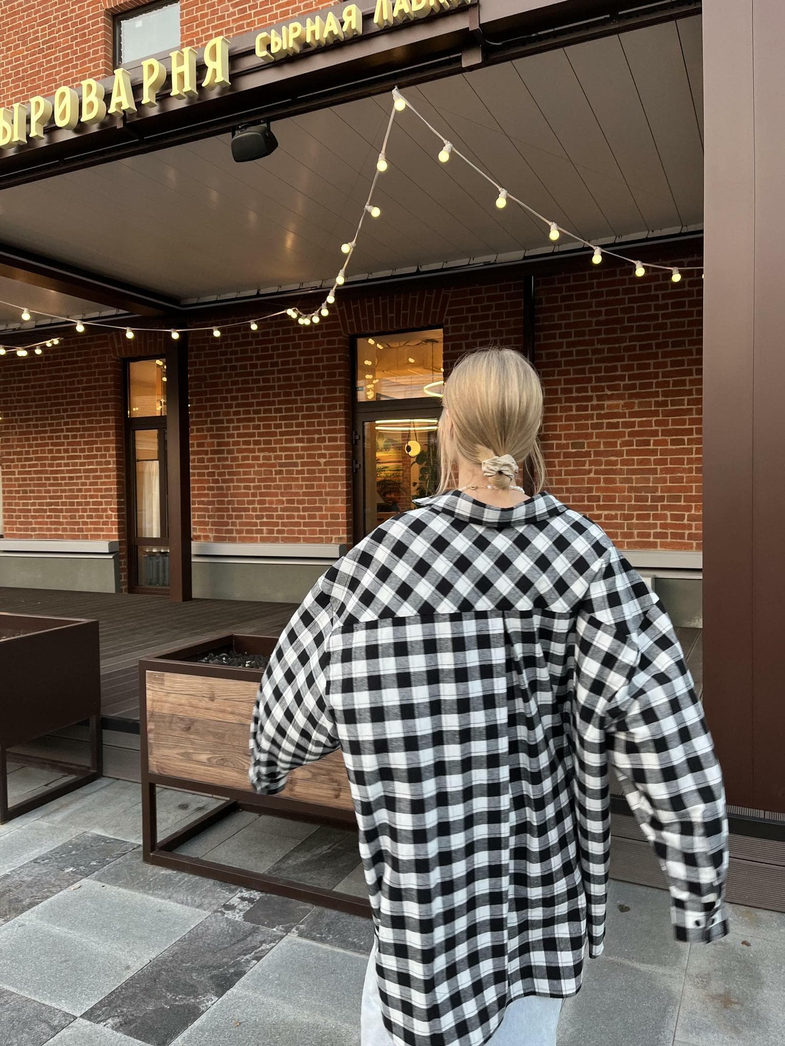 Рубашка клетка черно-белая