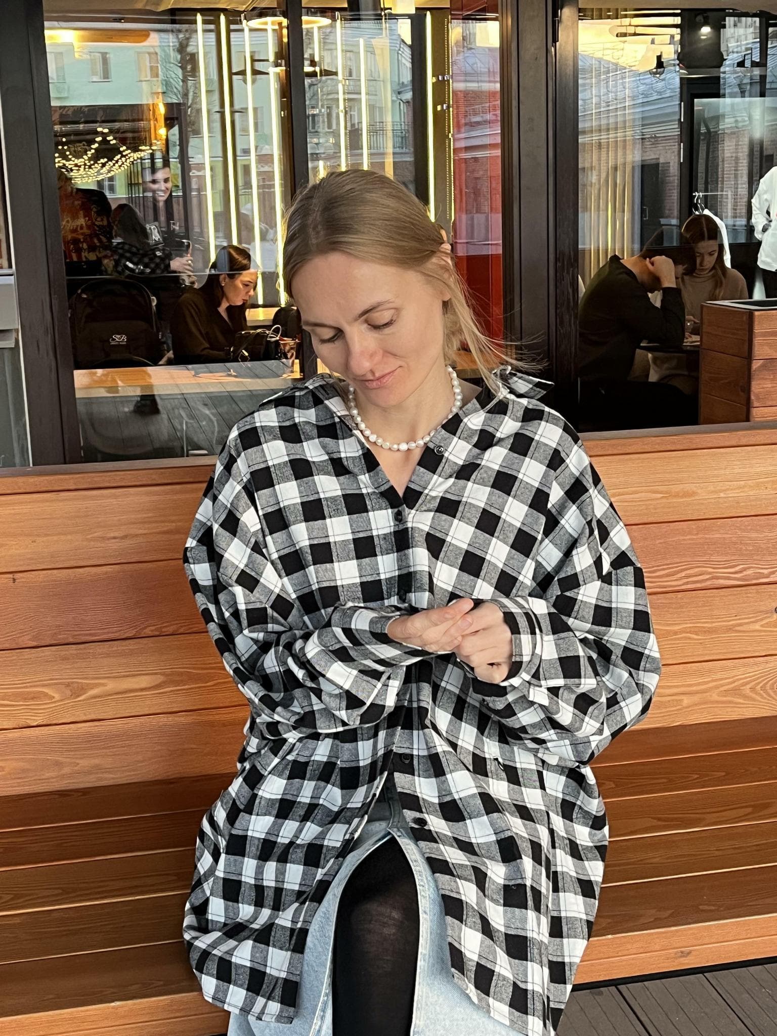 Рубашка клетка черно-белая