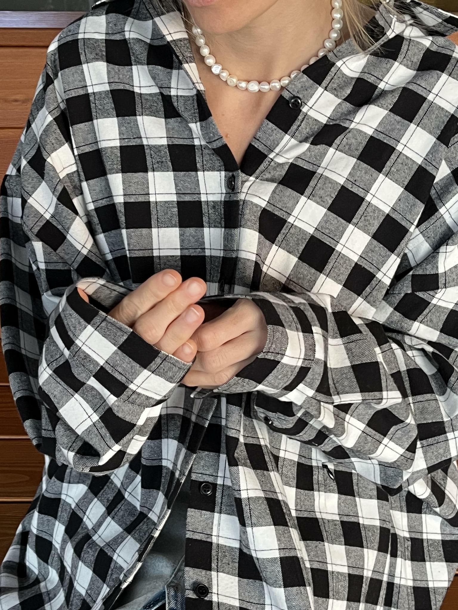 Рубашка клетка черно-белая