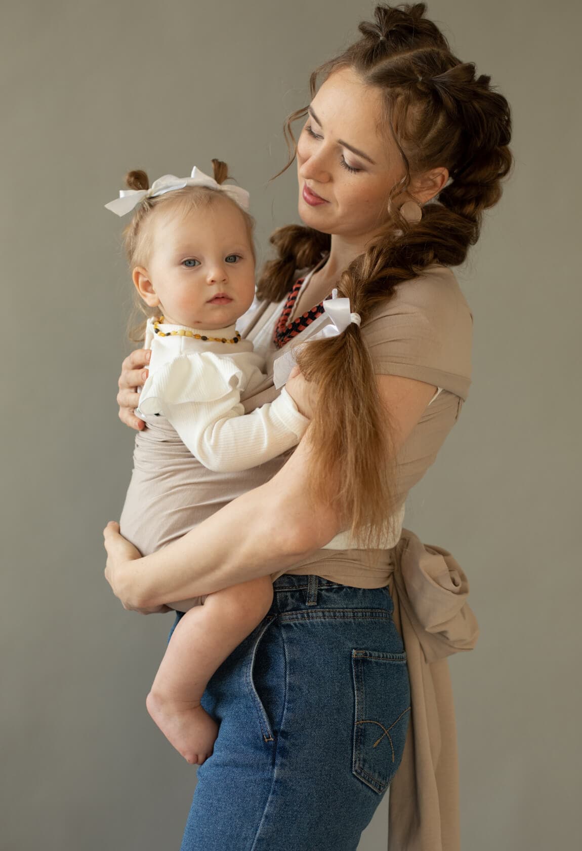 Трикотажный слинг-шарф, цвет какао