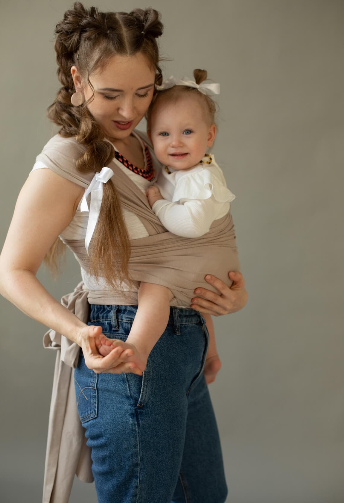 Трикотажный слинг-шарф, цвет какао