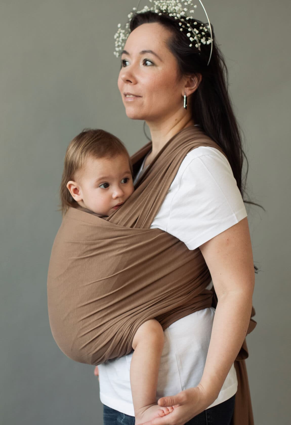 Трикотажный слинг-шарф, цвет кофе