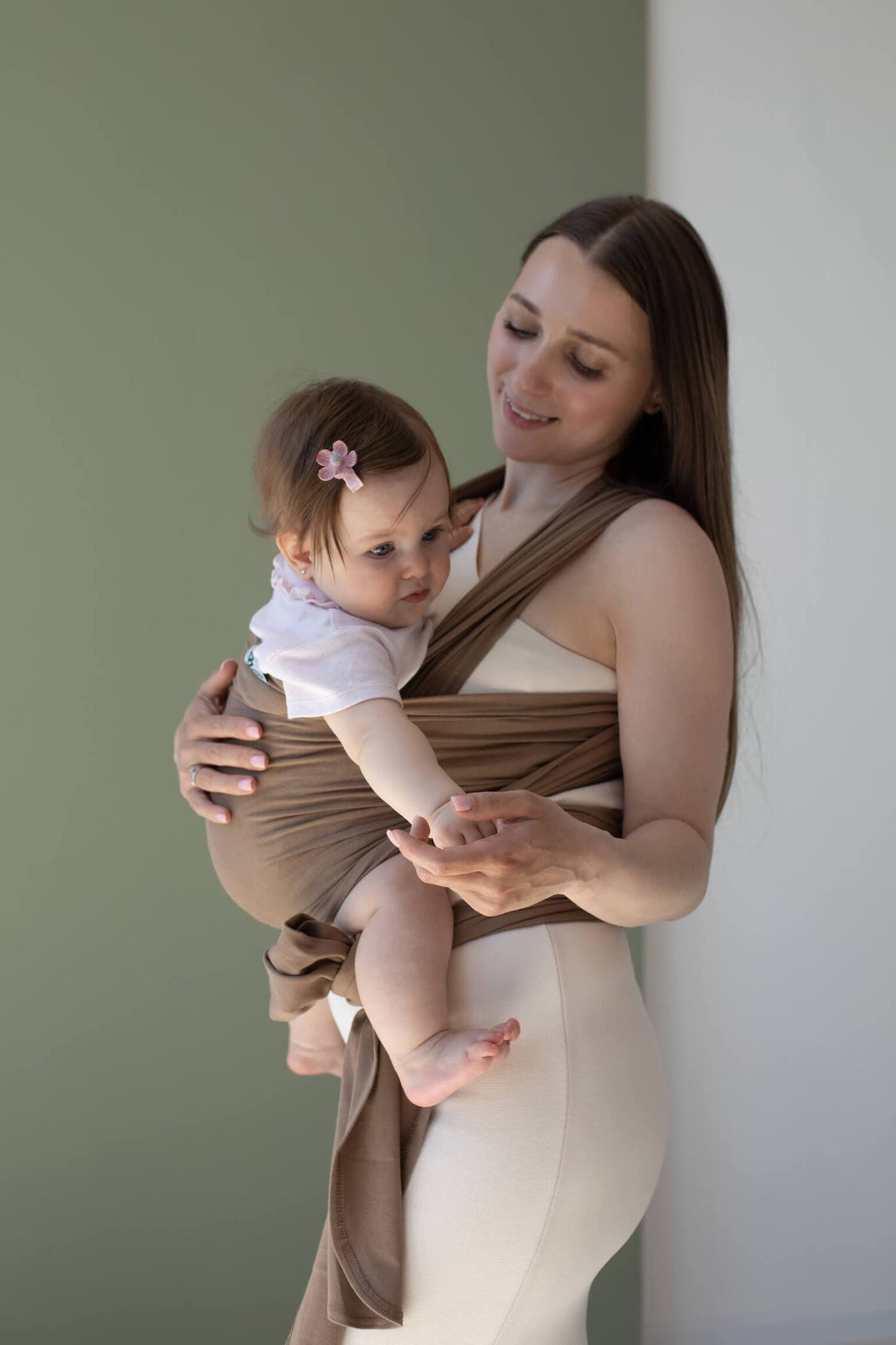 Трикотажный слинг-шарф, цвет кофе