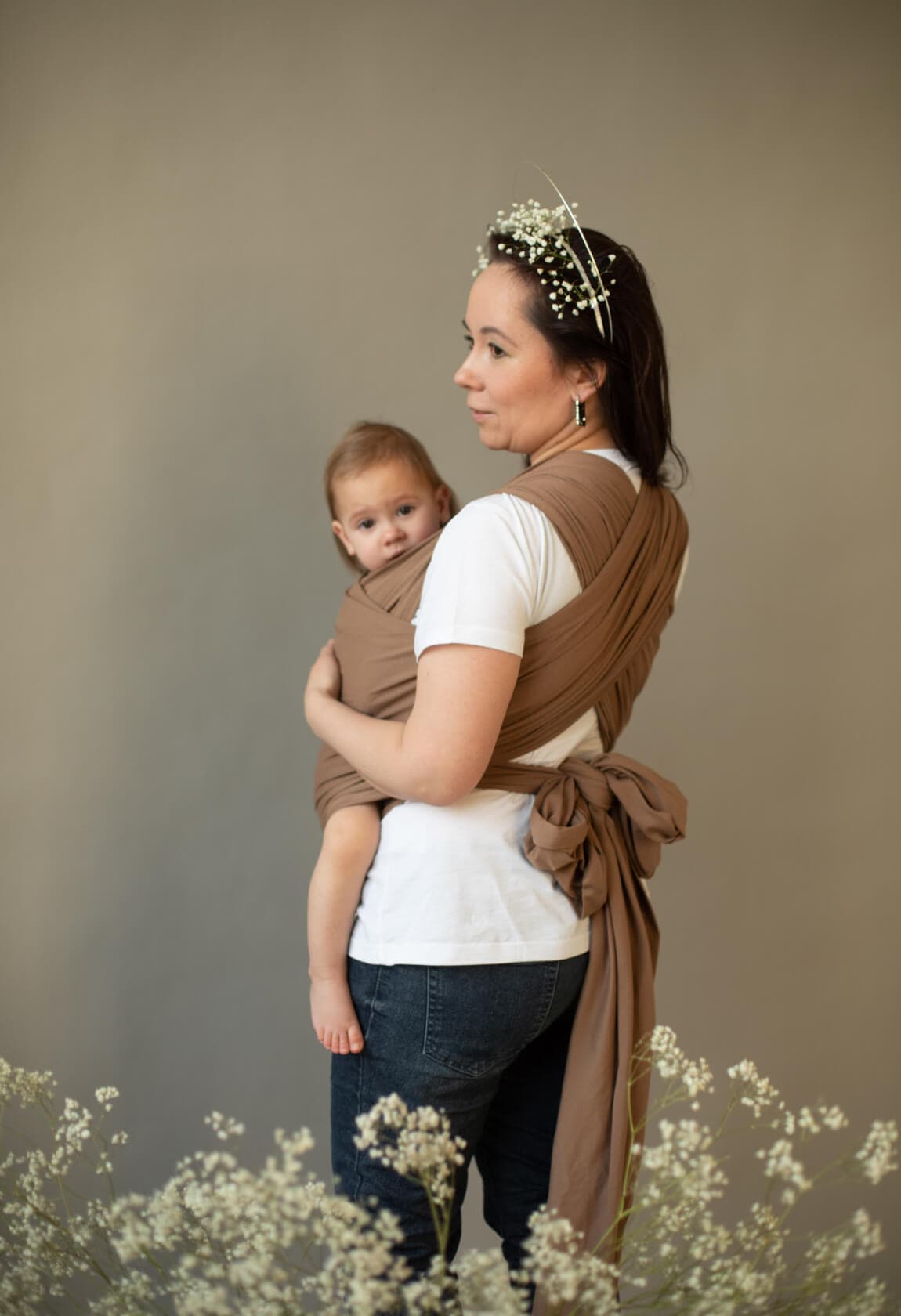 Трикотажный слинг-шарф, цвет кофе