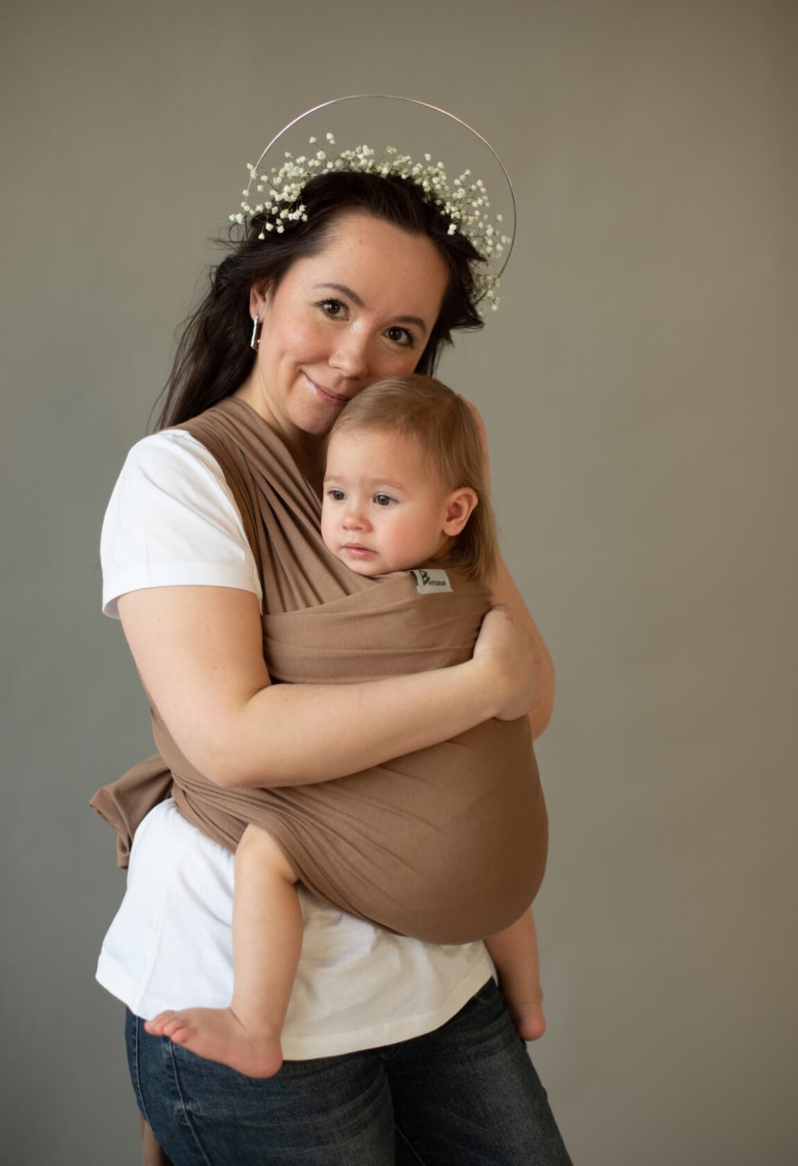 Трикотажный слинг-шарф, цвет кофе