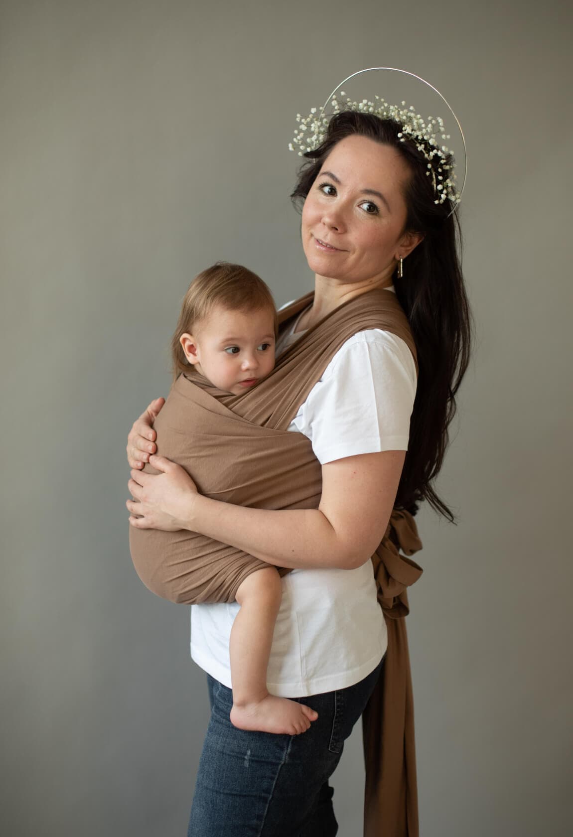 Трикотажный слинг-шарф, цвет кофе