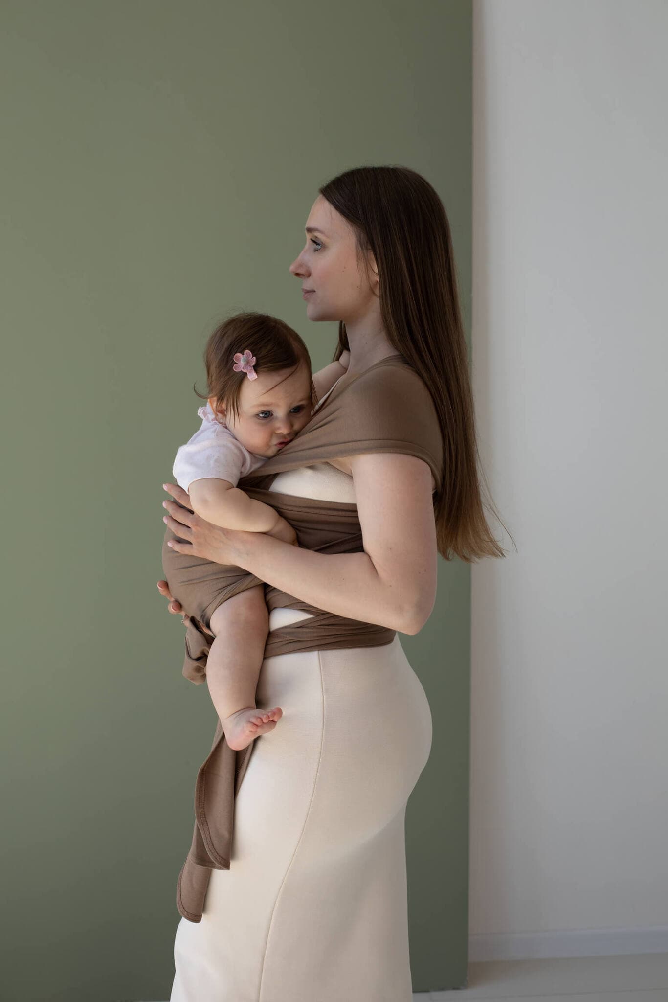 Трикотажный слинг-шарф, цвет кофе