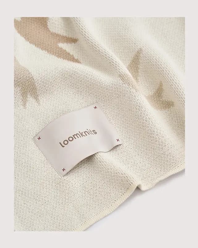 Плед вязаный из 100% хлопка Ласточки, Экрю