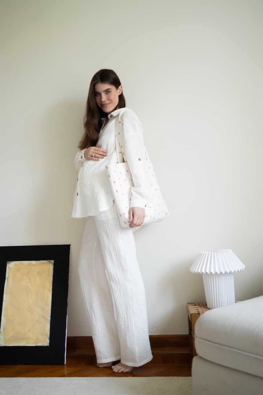 Брюки из муслина для беременных, Айвори