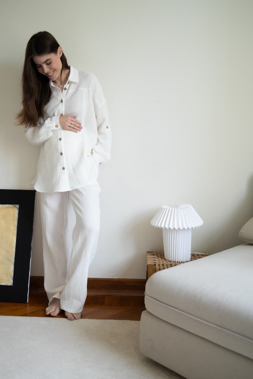 Брюки из муслина для беременных, Айвори