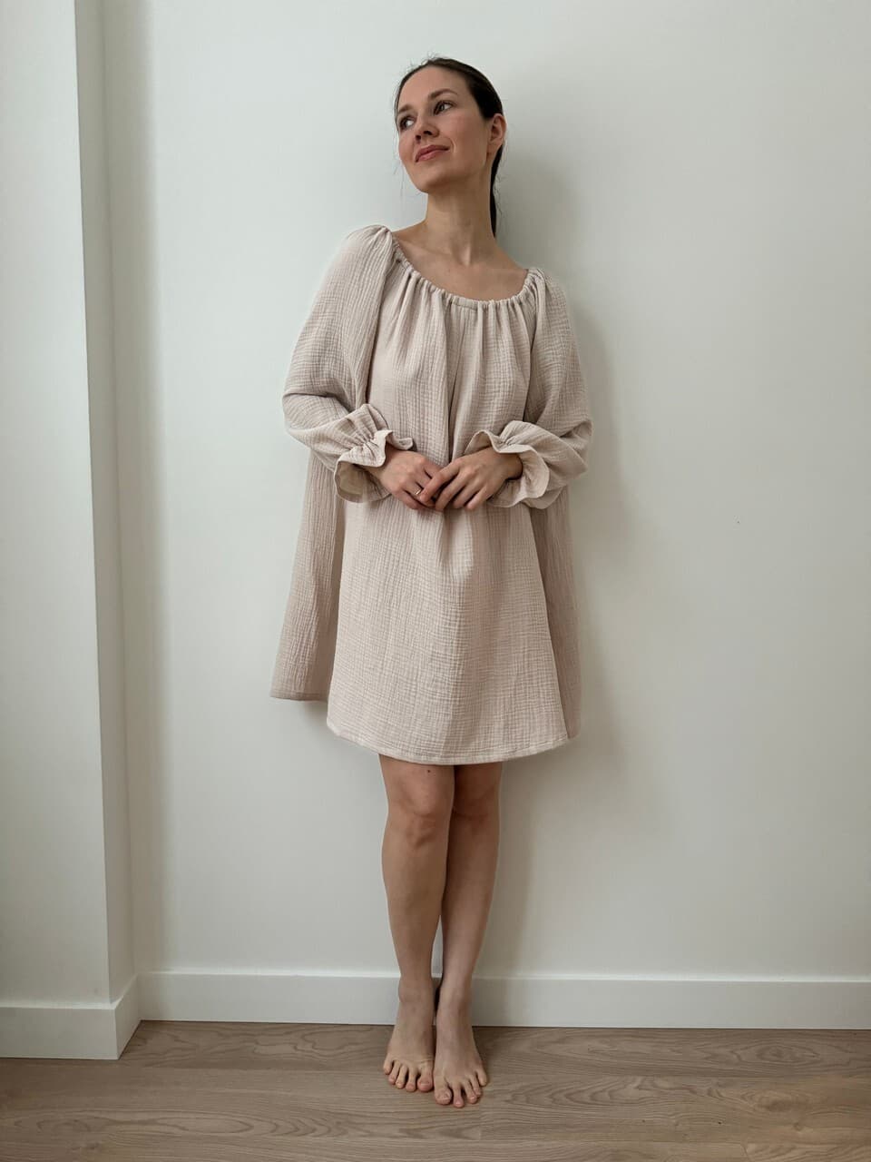 Ночная сорочка с рукавом Джейн, Бежевый