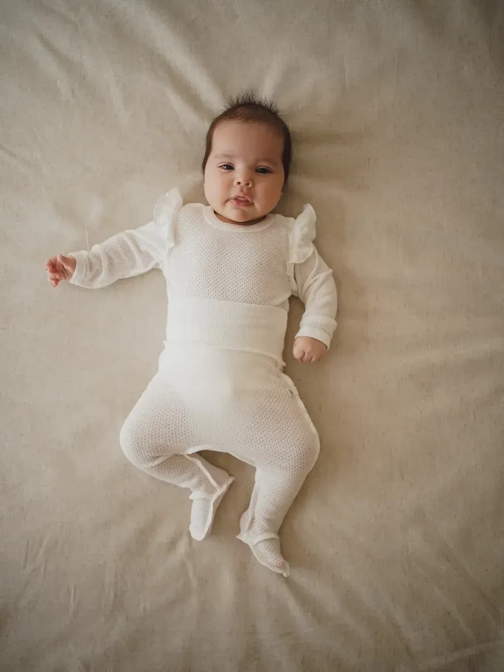 Ползунки с закрытой ножкой "Молоко" из ажурного хлопка