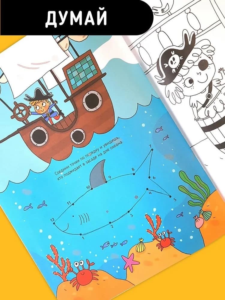 Книга с заданиями, наклейками и тату "Бесстрашный пират"