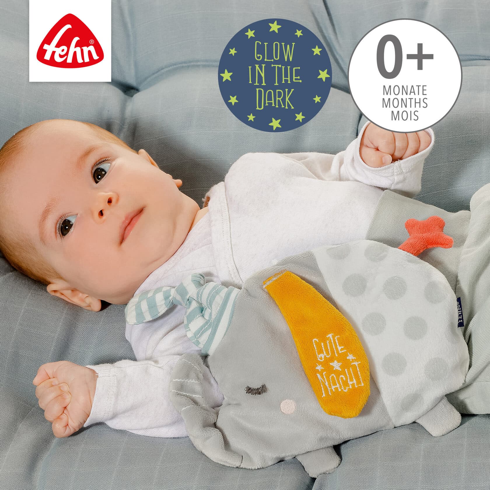 Игрушка-грелка Слоник с виноградными косточками, Светящаяся в темноте