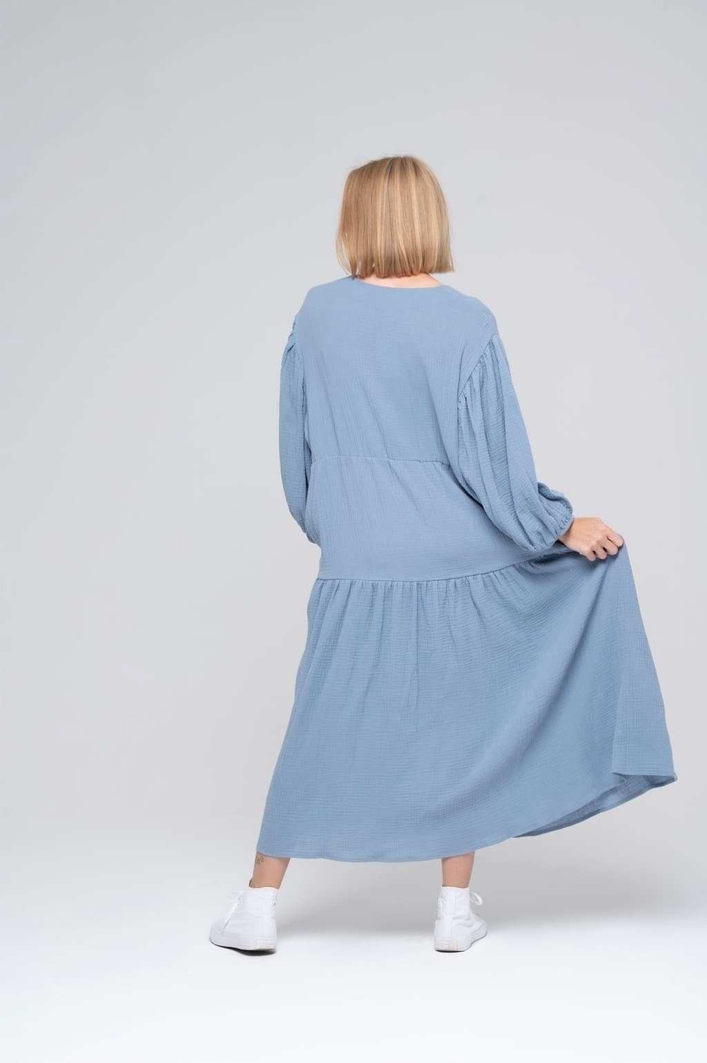 Платье из муслина, Серо-голубое