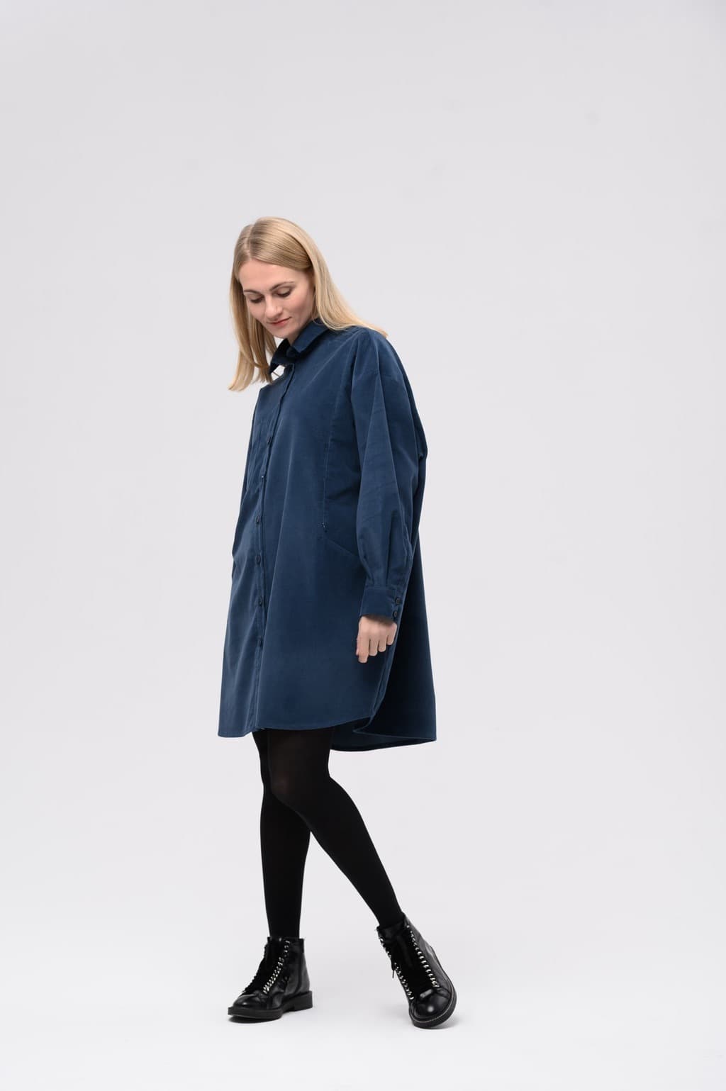 Платье-рубашка, Синий