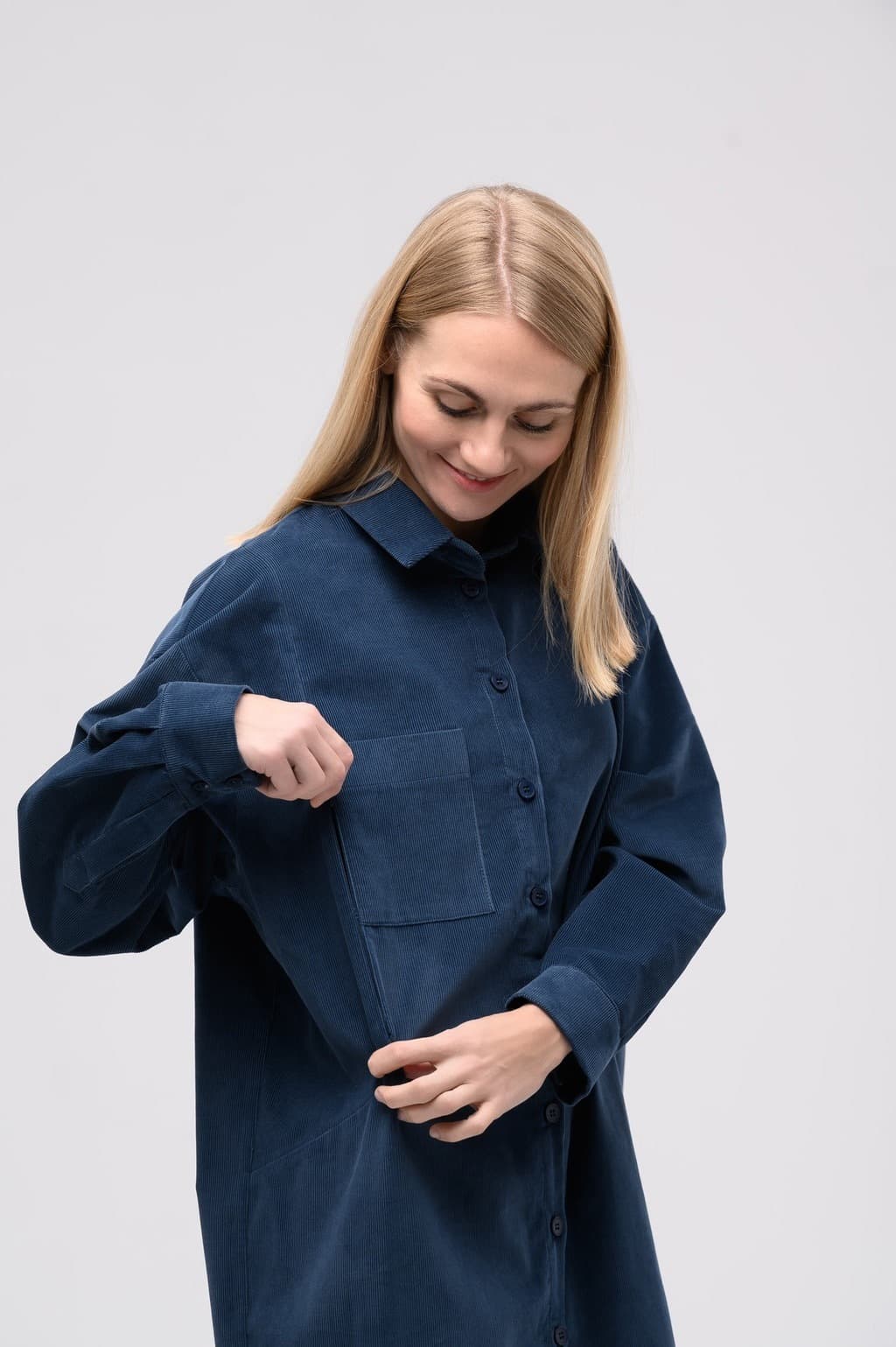 Платье-рубашка, Синий