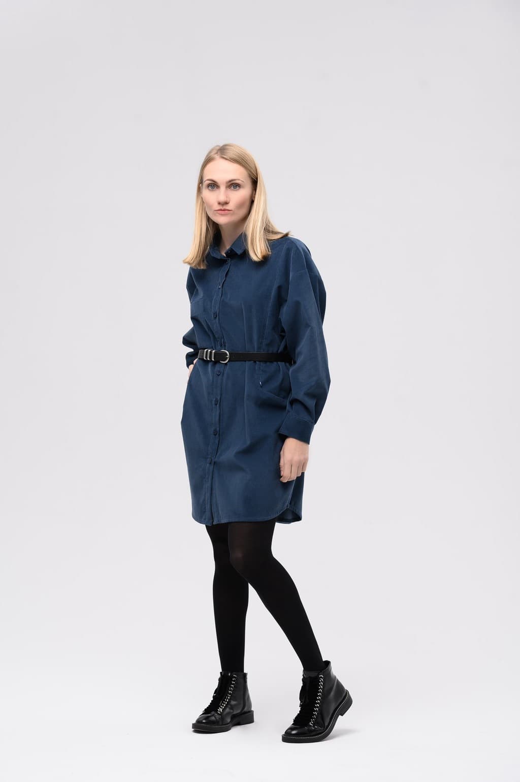 Платье-рубашка, Синий