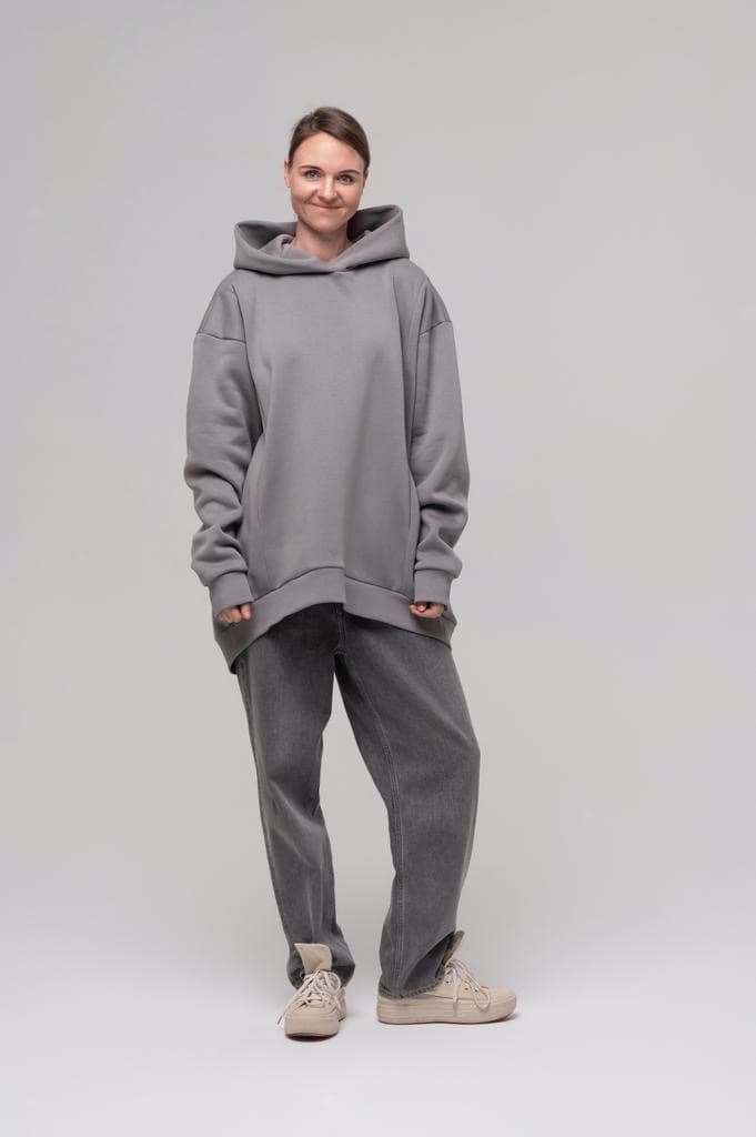 Свитшот oversize с капюшоном, Серый