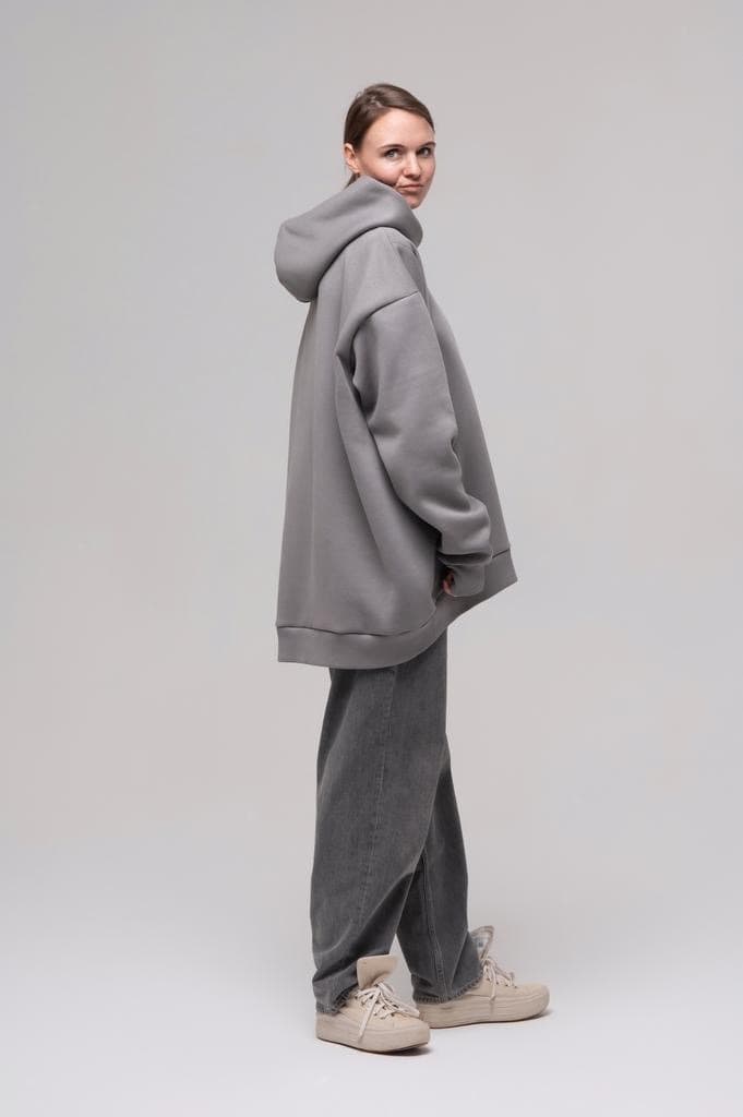 Свитшот oversize с капюшоном, Серый