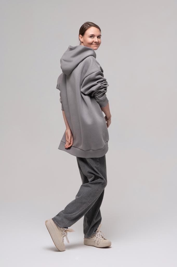 Свитшот oversize с капюшоном, Серый