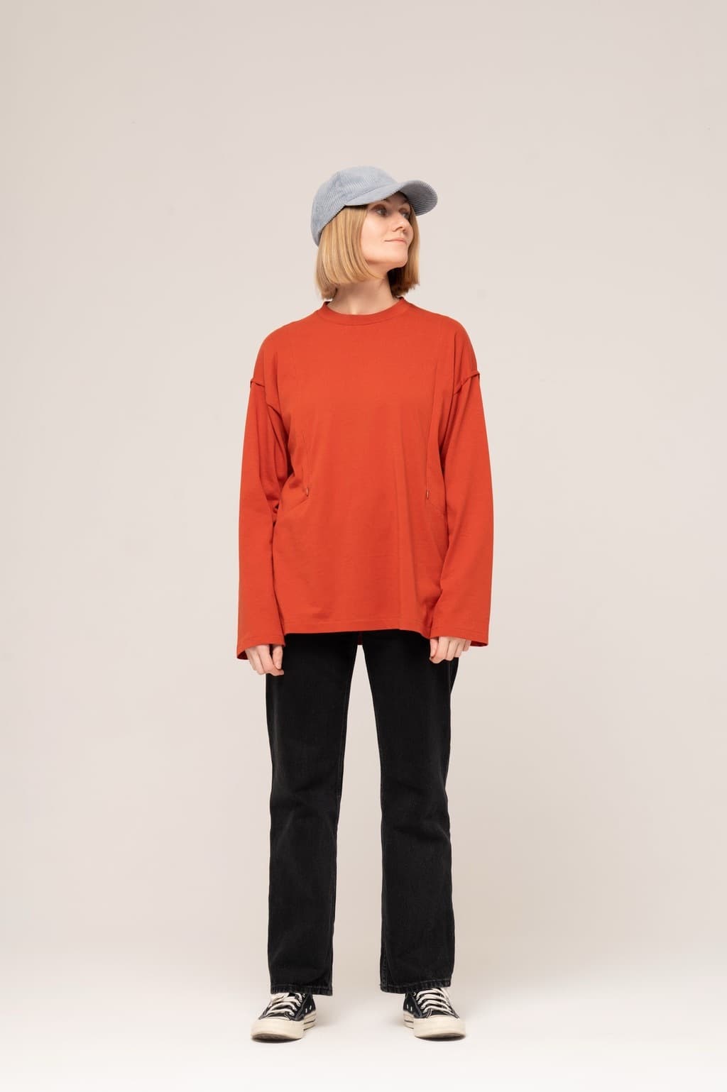 Лонгслив из хлопка onesize, Кирпичный