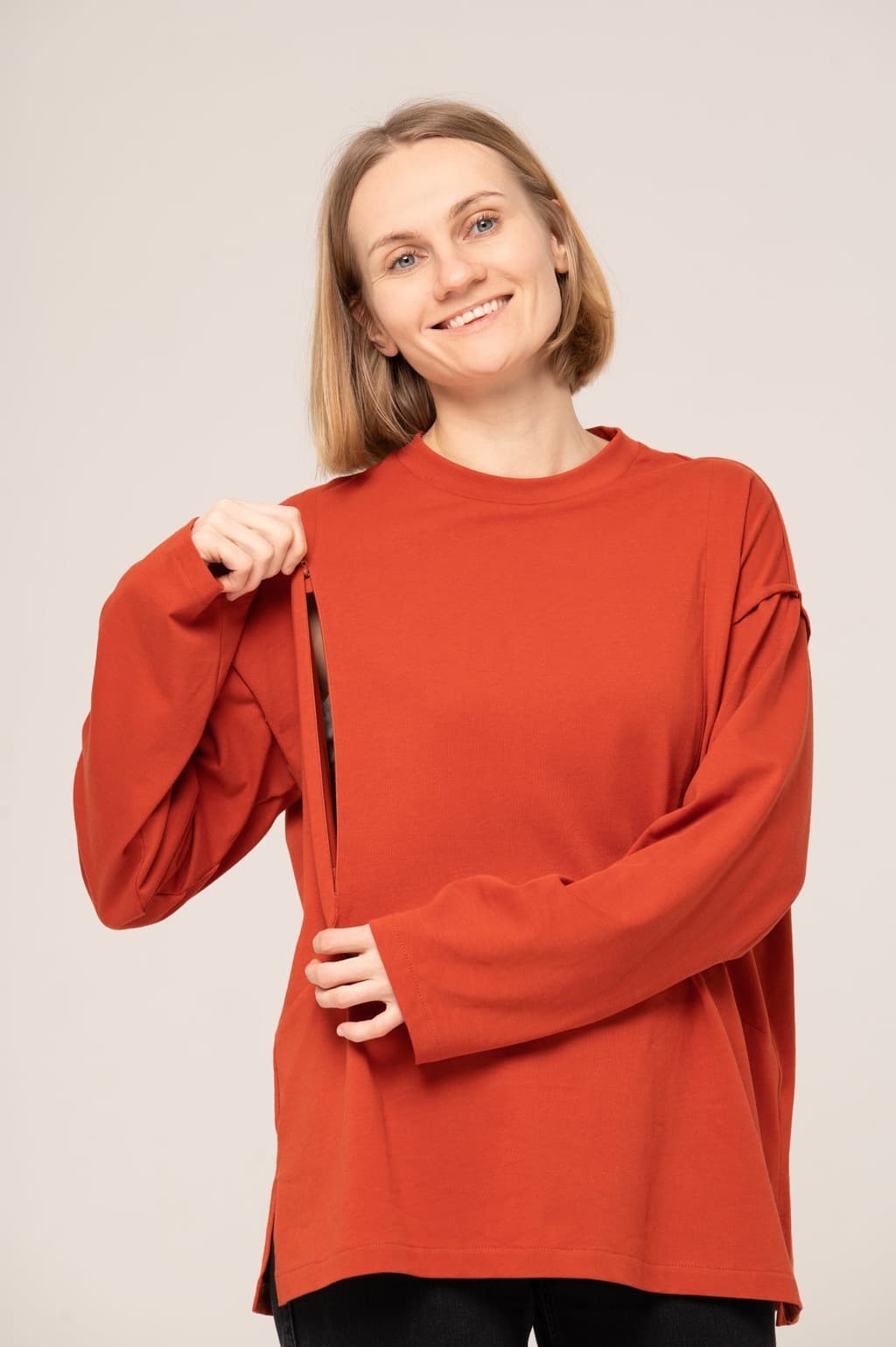 Лонгслив из хлопка onesize, Кирпичный