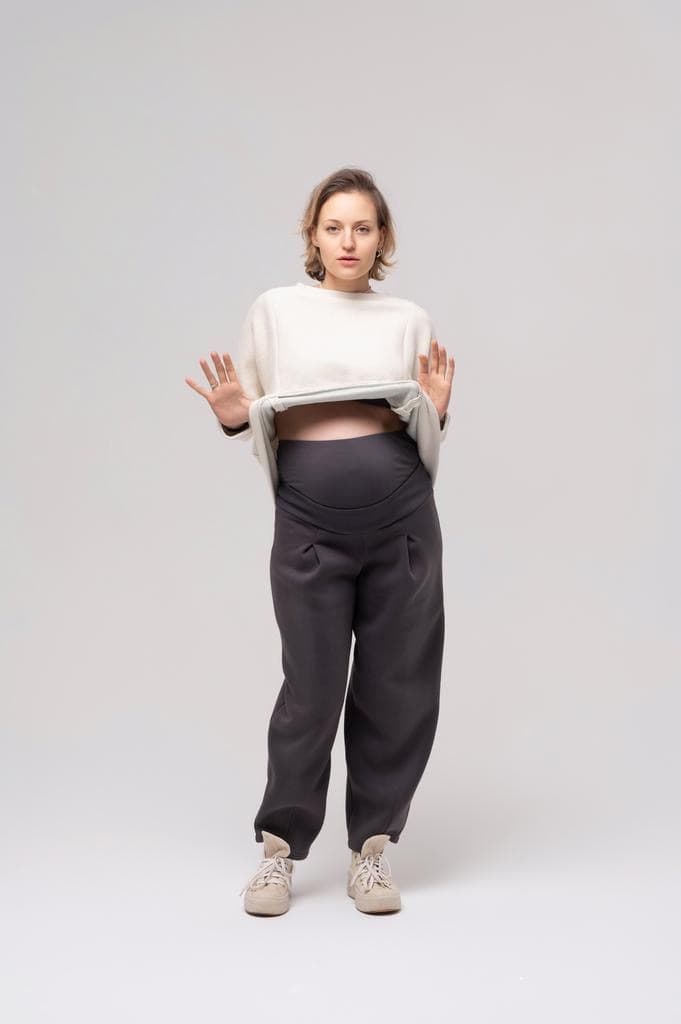 Штаны для беременных с начёсом, Серый