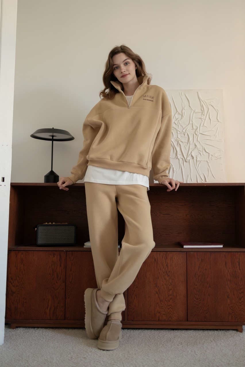 Брюки премиум утепленные, Бежевый