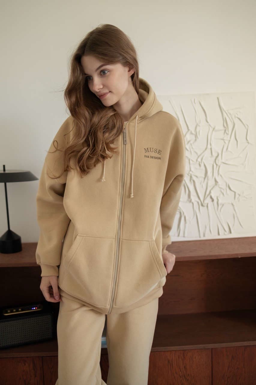 Олимпийка Ритм премиум утепленная с вышивкой, Бежевый