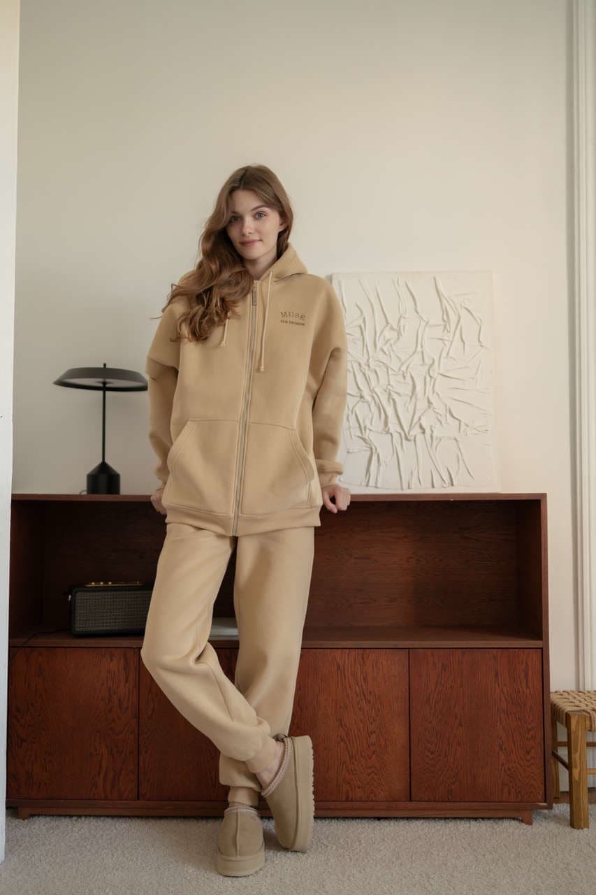 Олимпийка Ритм премиум утепленная с вышивкой, Бежевый