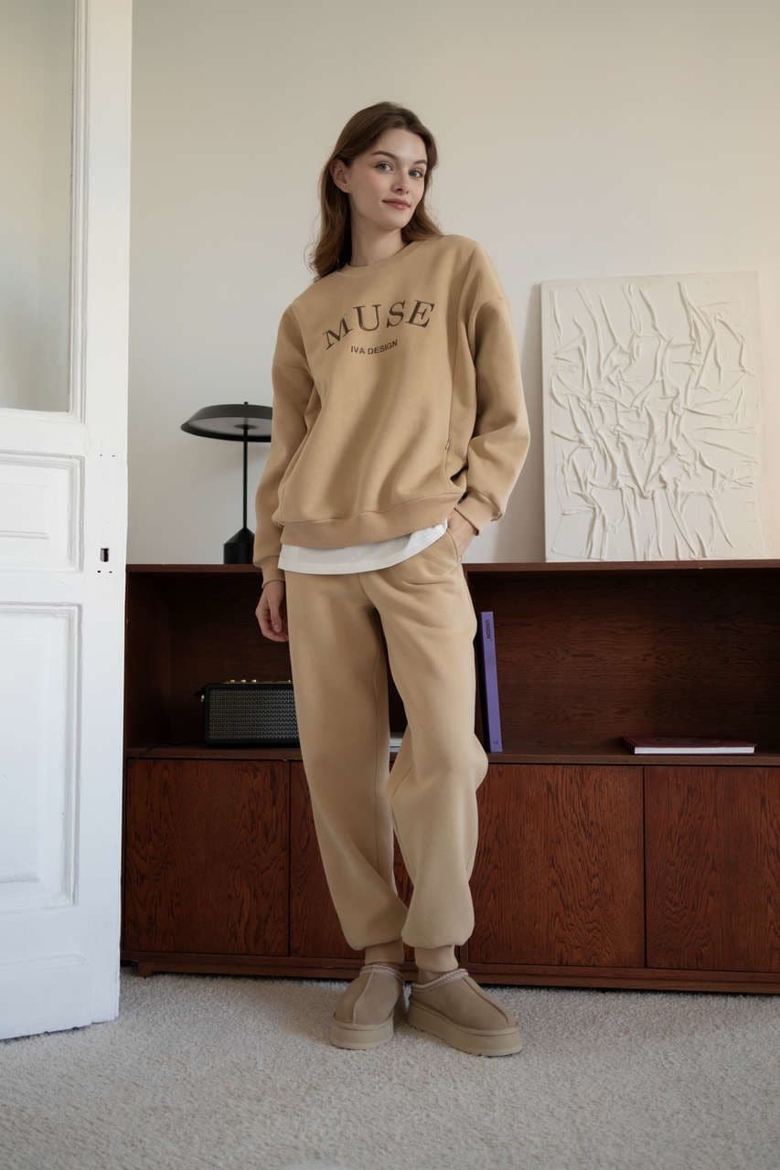 Брюки премиум утепленные, Бежевый