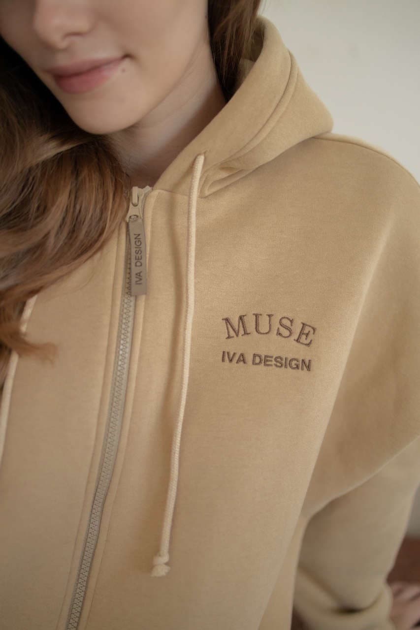 Олимпийка Ритм премиум утепленная с вышивкой, Бежевый