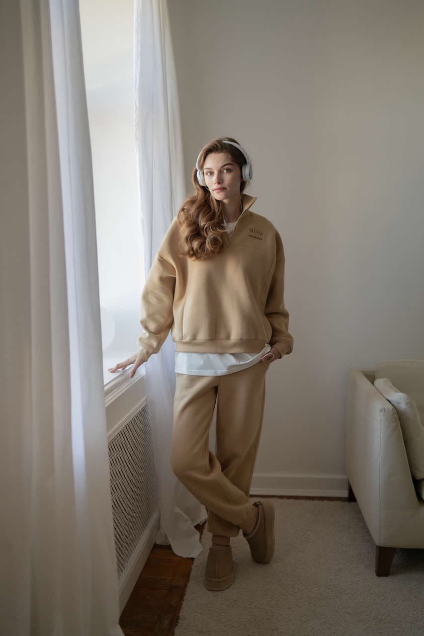 Брюки премиум утепленные, Бежевый